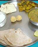 Typical Gujarati Thali with Mung Bean Curry