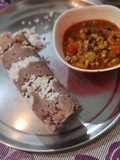 Sivappu arsi(Red Rice) and Ragi puttu and Kadalai karai and Nattu Sarkarai