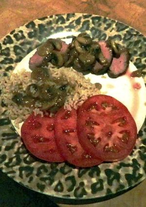A picture of Sous Vide Pork Tenderloin with Mushroom Sauce.