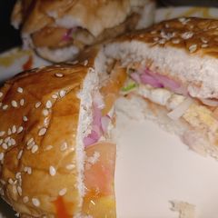 A picture of Street style anda burger 🍔.