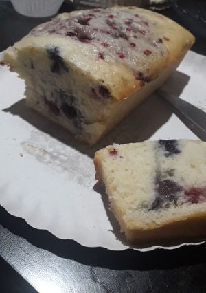 Una foto de Budín de vainilla y frutos rojos VEGAN