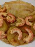 Guiso de perca con langostinos