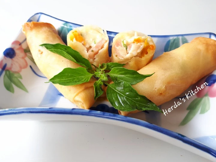 Langkah Mudah untuk Membuat Resep  Lumpia Ayam Carbonara yang Bisa Manjain Lidah, Lezat Sekali