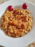 Arroz con carne picada de pollo