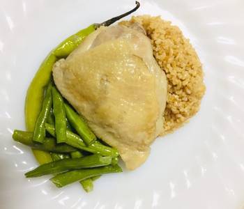 Easy Fast Cooking Ginger Chicken with Bulgur Pilaf and Beans Hainaneseinspired Savory Delicious