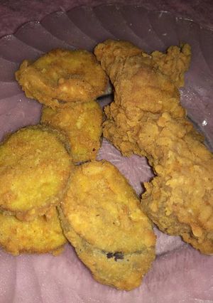 Foto resep Ayam goreng tepung dan terong goreng tepung rasa bawang