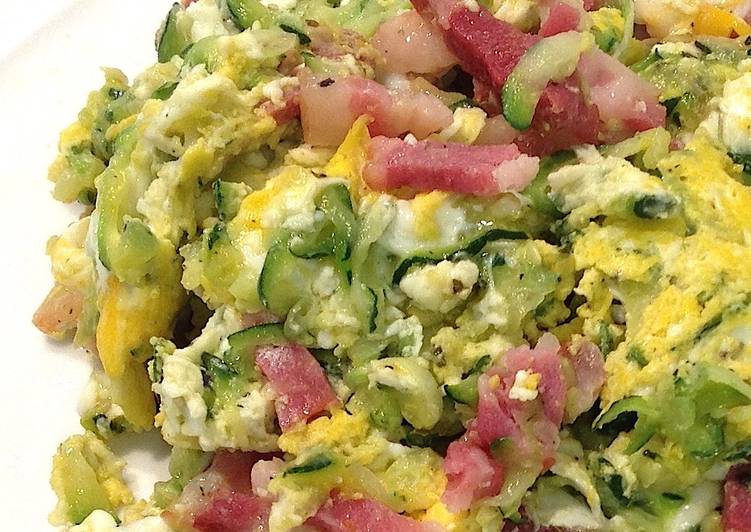 Steps to Make Super Quick Homemade Zucchini &amp; Ham Scramble