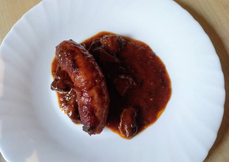 Butifarra al vermut, con champiñones