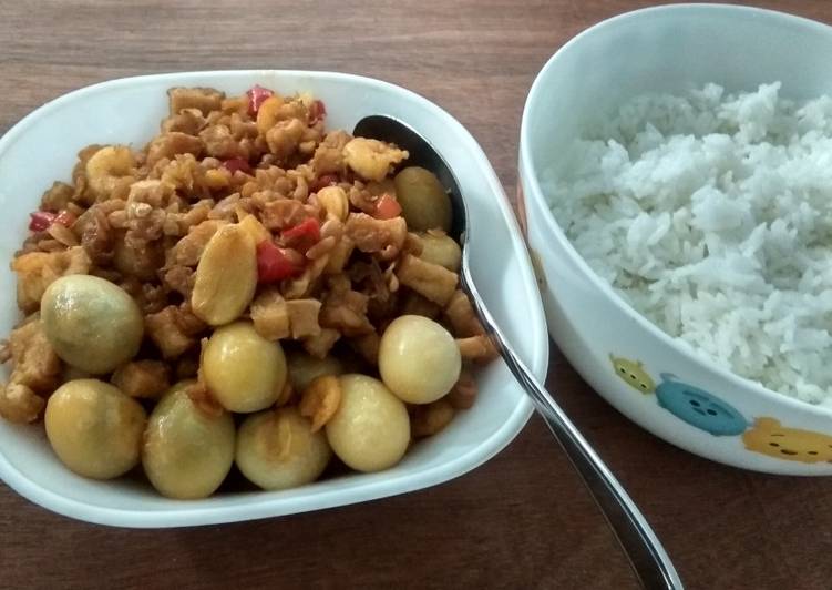 Oseng kecap Tempe Udang Telur Puyuh