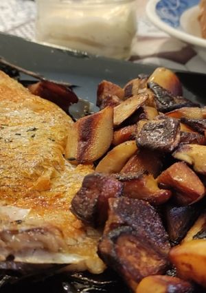 Una foto de Urta a la Plancha con Boletus al Wok con Mayonesa de Trufa