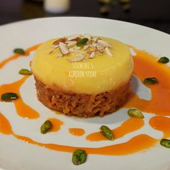 A picture of Gajar Halwa with vanilla custard mousse.