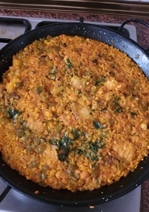 Una foto de Arroz seco con Rape
