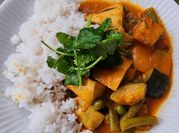 A picture of aubergine and courgette curry
