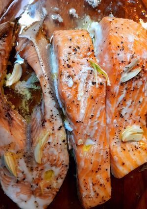 Foto de Salmão no forno a baixa temperatura