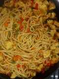 Spagetti and boiled plantain