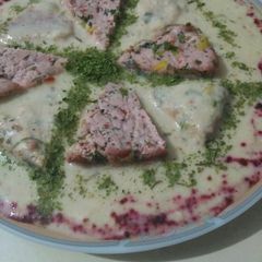 A picture of Royal pink cheese in white gravy.