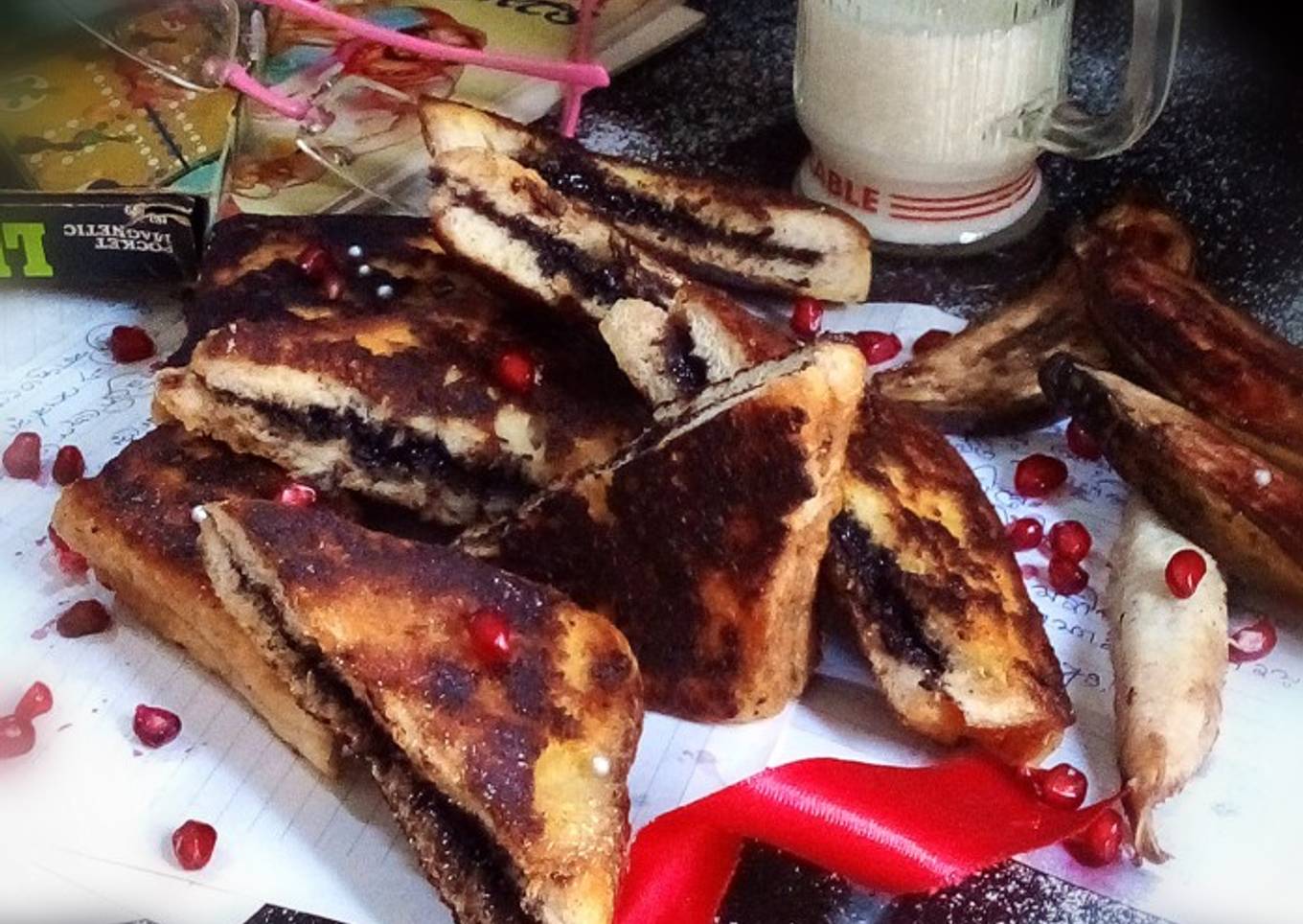 Eggless chocolaty french toast