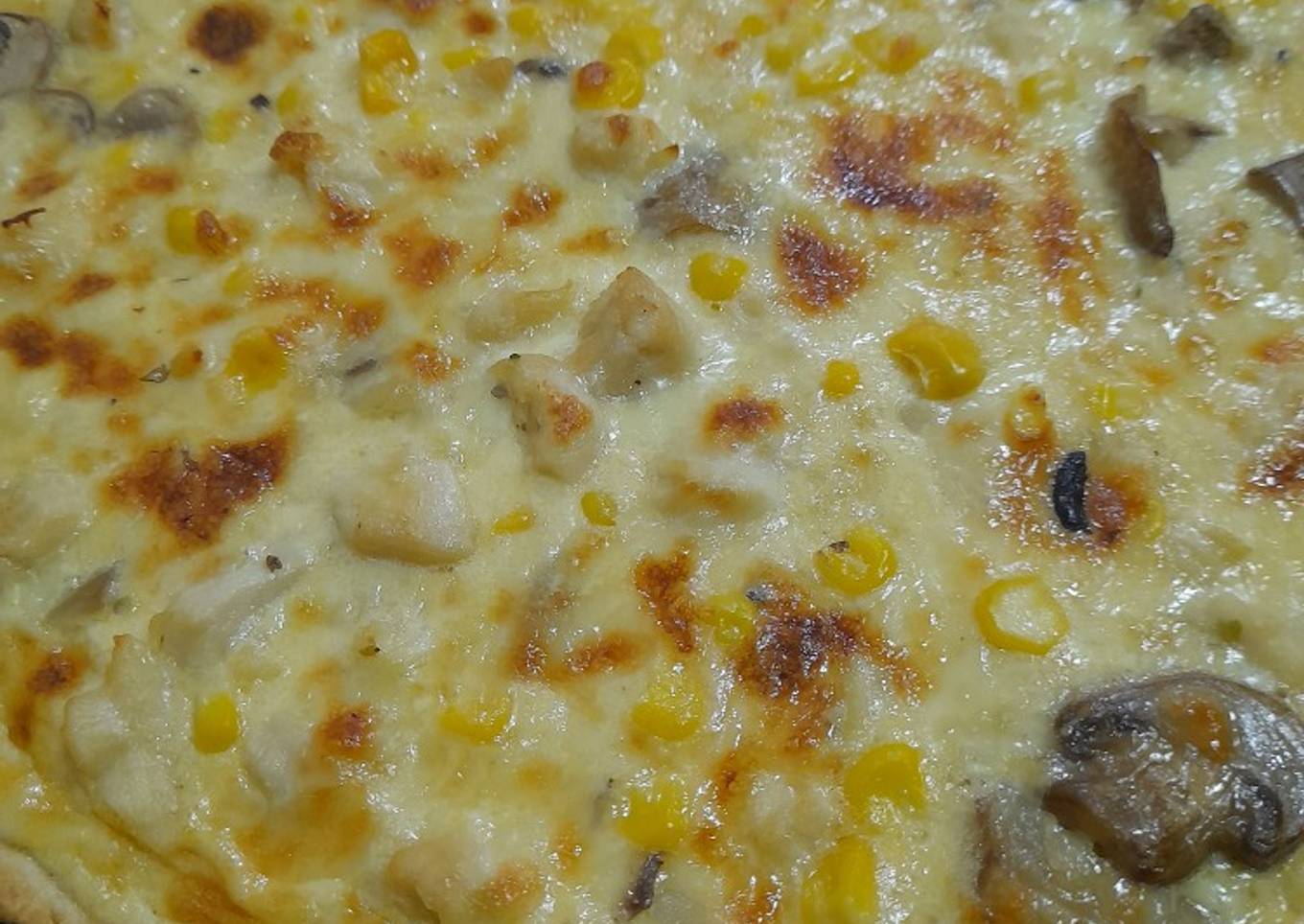 Quiche de pollo champiñones choclo