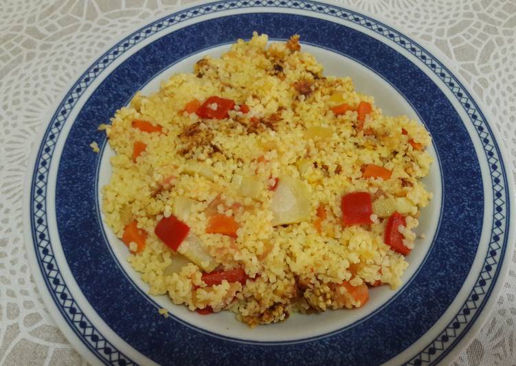 🇪🇸
 Paella española de mijo sin paellera, baja en grasa y vegana
 🥘