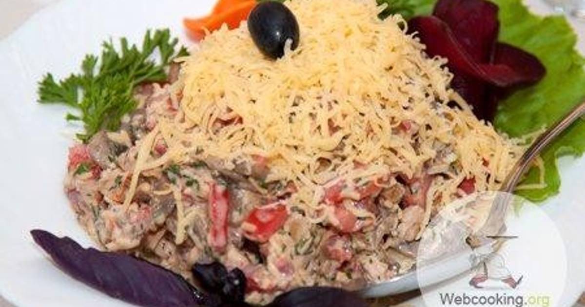 Салат с языком и сельдереем грибами рецепт