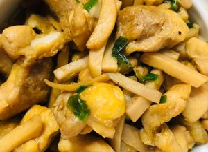 Hình của món Món cho bé : Phile đùi gà kho nấm đùi gà.