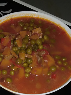 A picture of Peas and carrot soup#themechallenge.