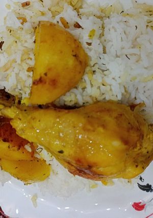 عکسی از دستور مرغ آبپز + پلو