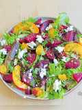 Salade de betterave /pêche/carré frais