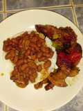 Arroz con habichuela y tocino
