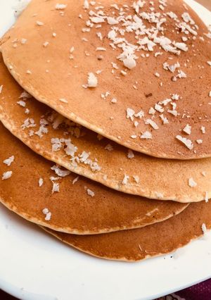 A picture of Eggless coconut pancake.
