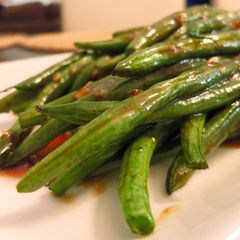 A picture of Oven Roasted Green Beans with Garlic Oyster Sauce.