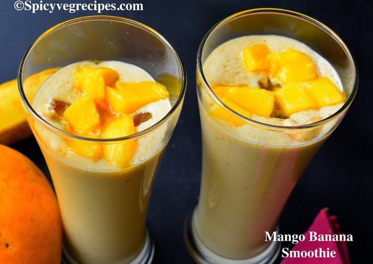 Easiest Way to Make Super Quick Homemade Healthy Mango Banana smoothie