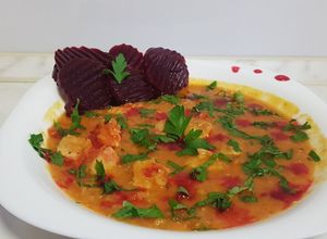 O poză a rețetei Mancare de linte cu carne de porc.