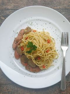 Foto resep Spaghetti Aglio Olio Sosis Bakso