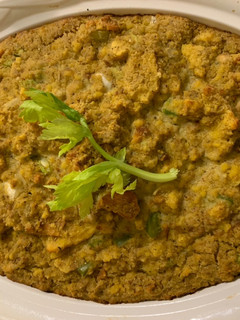 A picture of Mama’s cornbread dressing made from granny Nancy Jones Recipie.