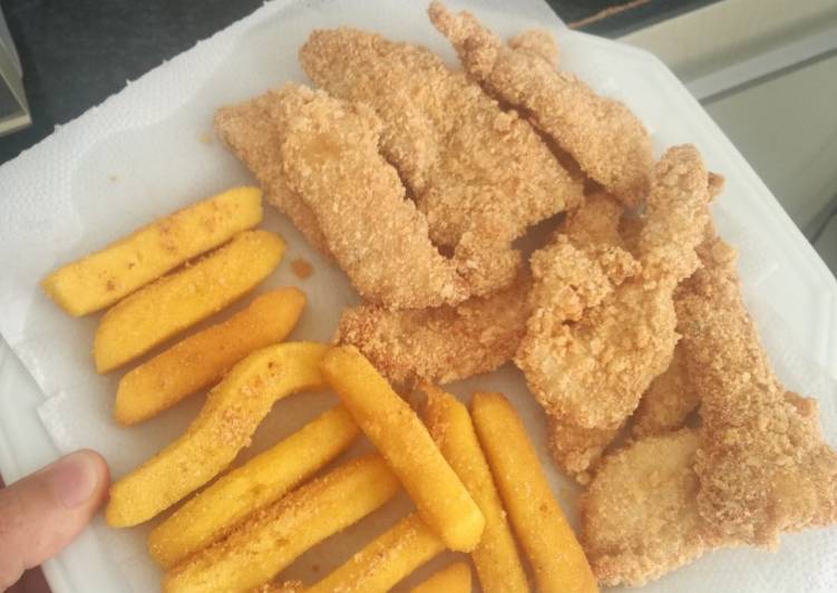 
  Sassami de Frango empanado na Farofa de mandioca
