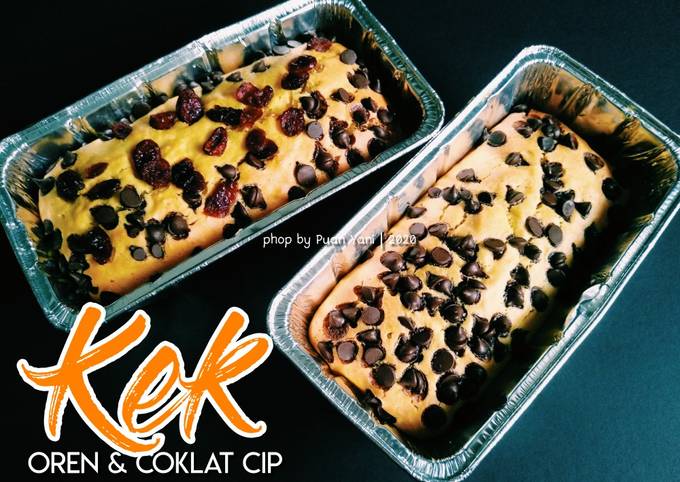 Kek Oren & Coklat Cip