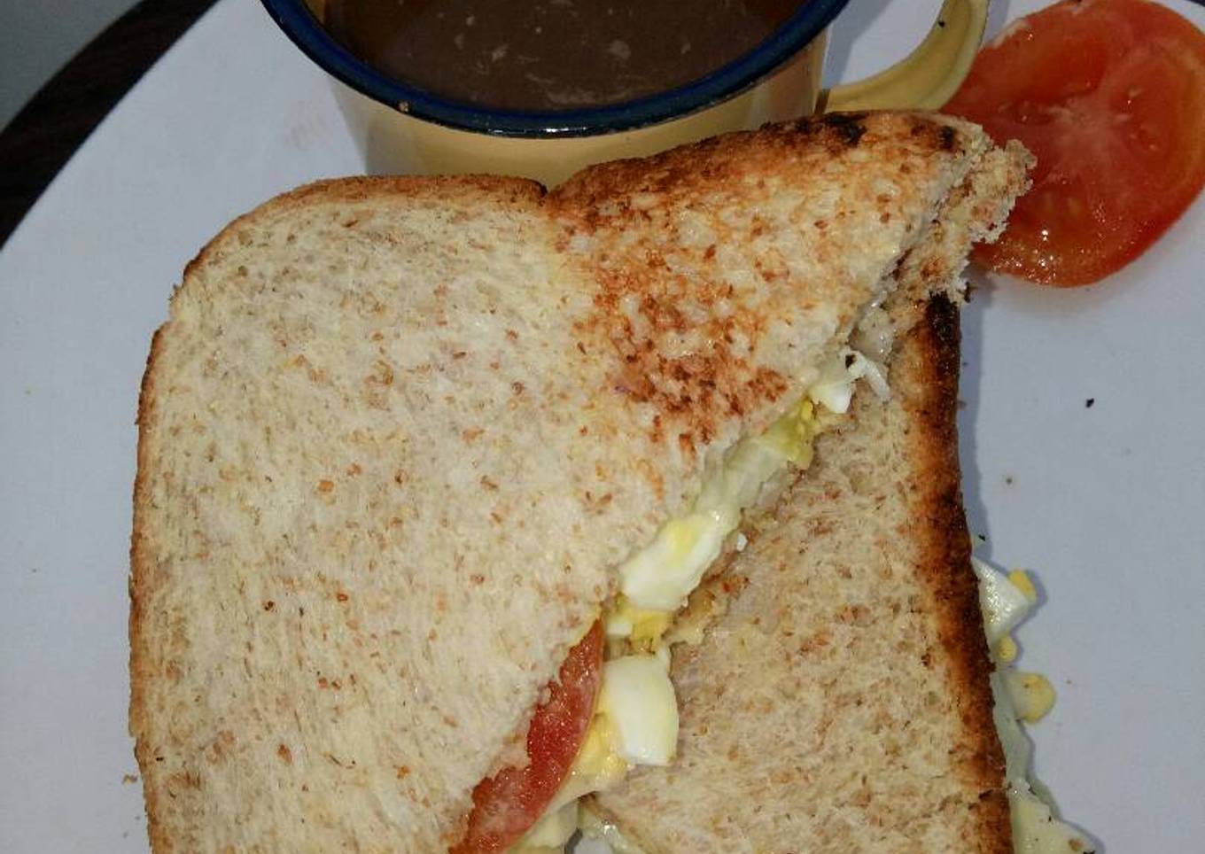 Sandwich Telur Low Carbo Simple (egg salad sandwiches)