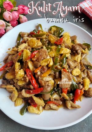 Foto resep Kulit ayam bumbu iris