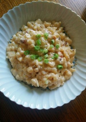 Baconös-sajtszószos galuska recept fotója