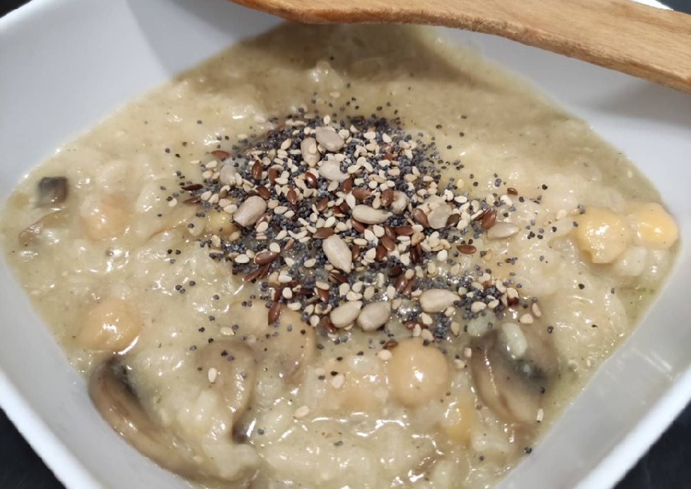 Risotto de champiñones con garbanzos