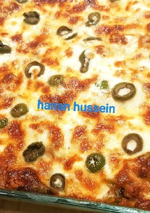 صورة لوصفة بيتزا المعكرونه