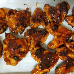 A picture of Sharon's bbq chicken on indoor/outdoor grill.