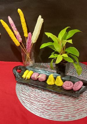 A picture of Diwali Sweets Phuljhari, chakra and Bom Making With instant Mawa.