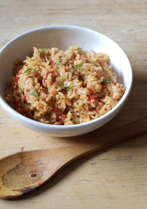 Una foto de Arroz y pimientos