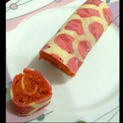 Moti choor Swiss roll (egg less) A picture of Moti choor Swiss roll (egg less).