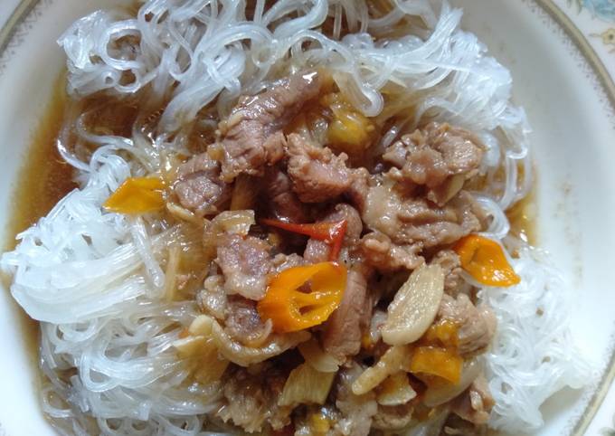 Resep Soun siram daging domba masak kuah kecap Anti Gagal