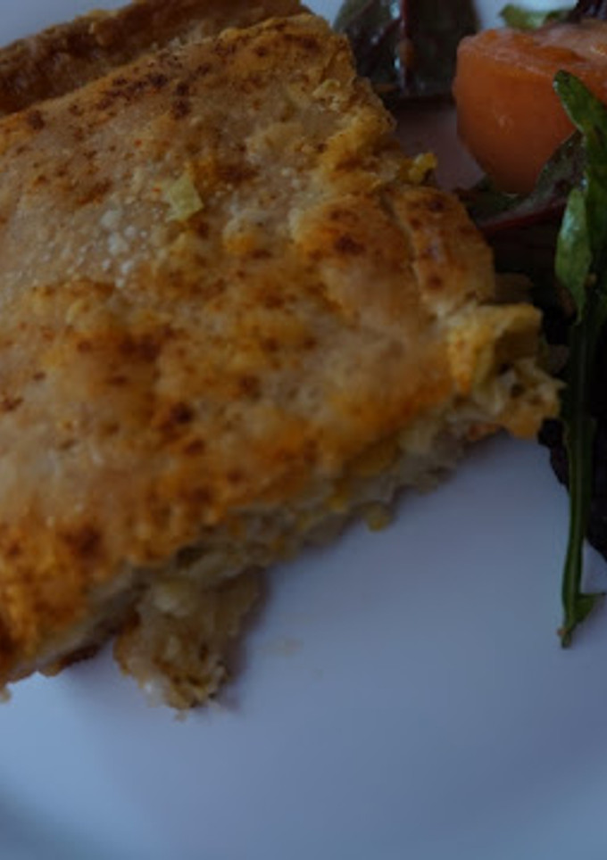 Una foto de Tarta de puerro y pollo