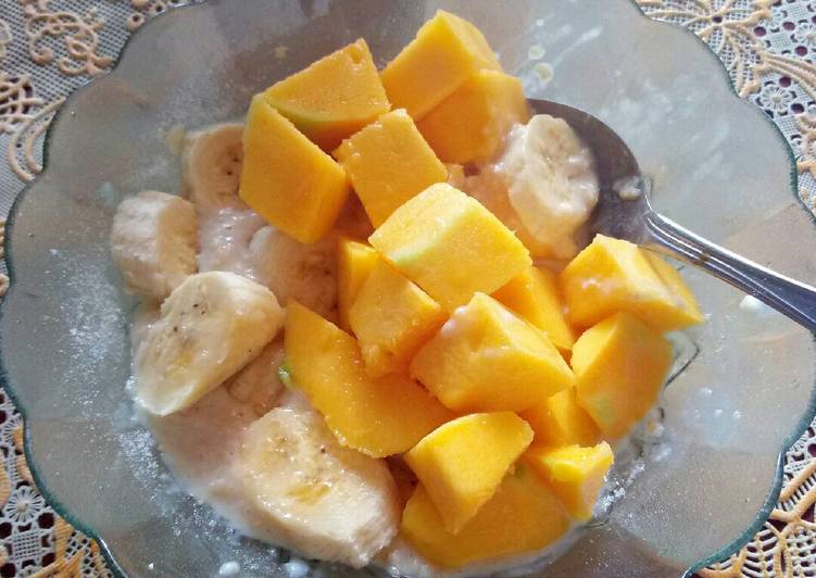 Oatmeal mix mangga banana endeeess