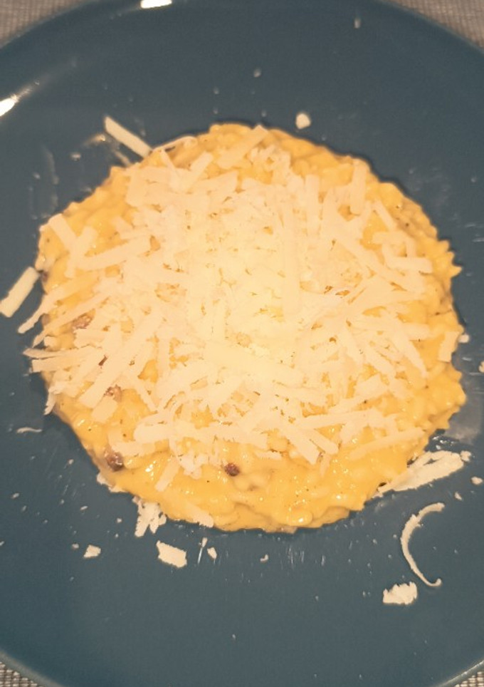 Una foto de Risotto de carbonara auténtica
